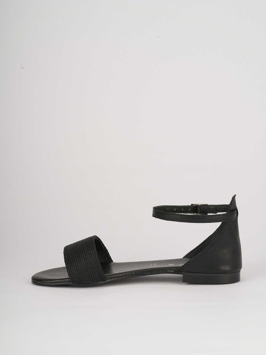 Donna Barca | Sandali Tacco Basso Tacco 2 Cm In Pelle Nera