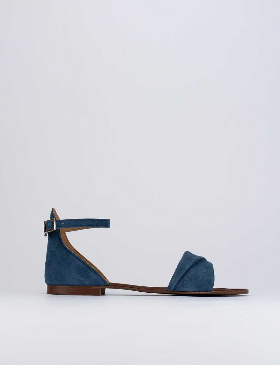 Donna Barca | Sandali Tacco Basso Tacco 1 Cm Camoscio Blu