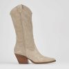 Donna Barca | Stivali Tacco Alto Tacco 7 Cm In Camoscio Beige