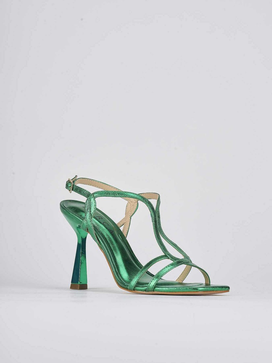 Donna Barca | Sandali Tacco Alto Tacco 9 Cm In Pelle Verde