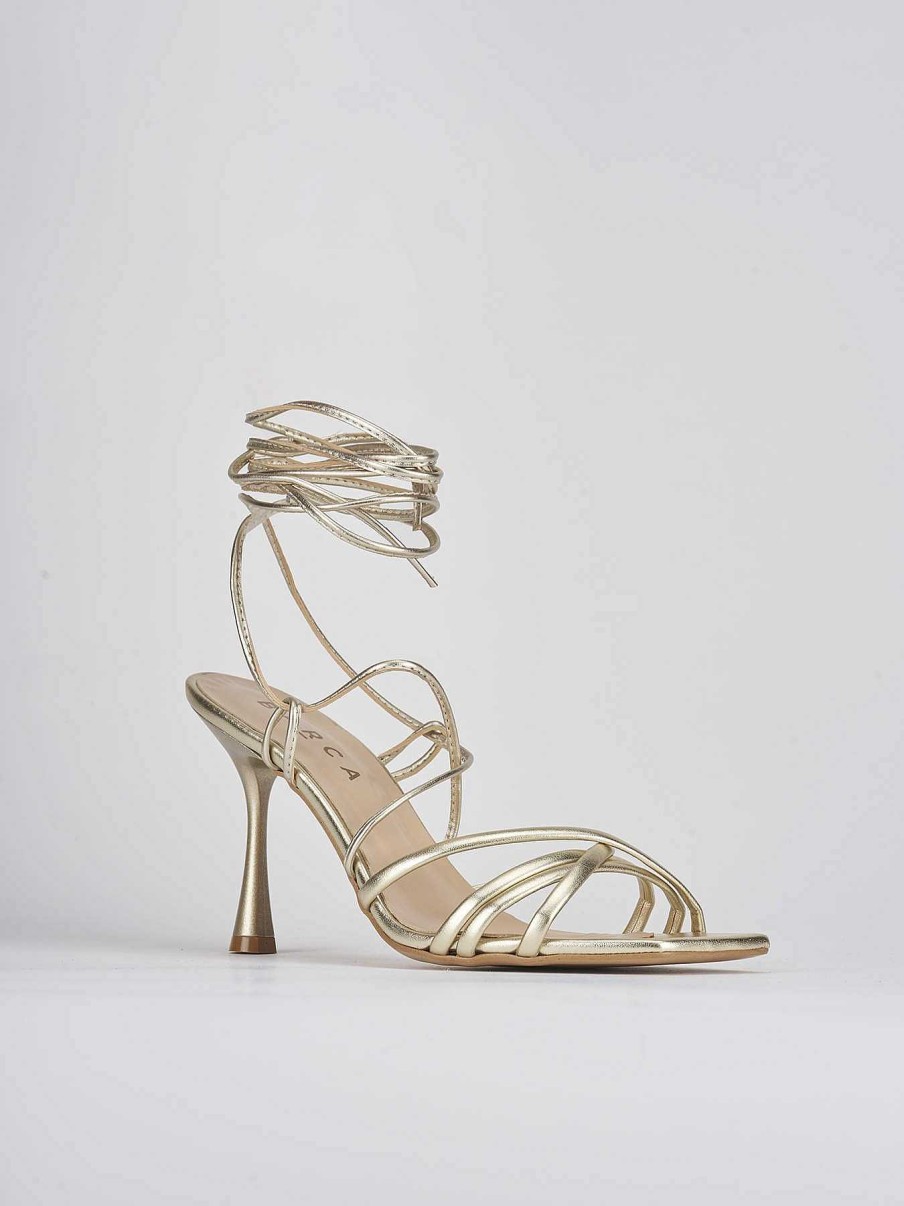 Donna Barca | Sandali Tacco Alto Tacco 9 Cm In Pelle Oro