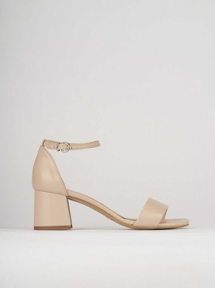 Donna Barca | Sandali Tacco Alto Tacco 5 Cm In Pelle Beige