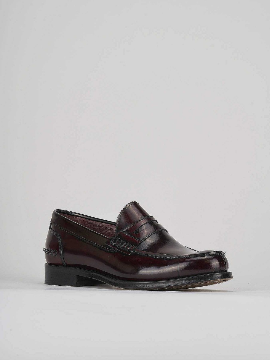 Uomo Barca | Mocassino Tacco 2 Cm In Pelle Bordeaux