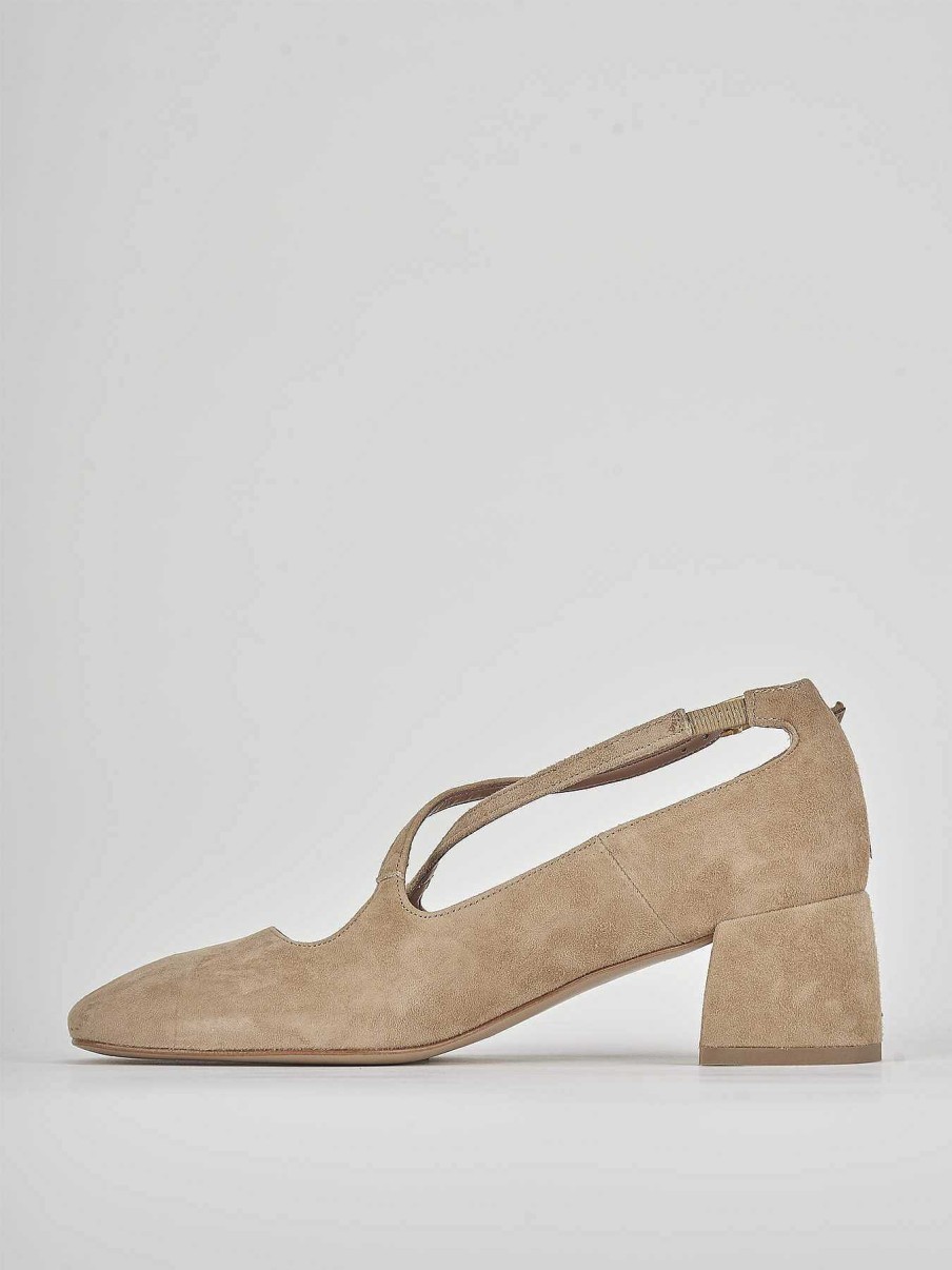 Donna Barca | Decollete Tacco 5 Cm In Camoscio Beige