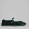 Donna Barca | Ballerina Tacco 1Cm Velluto Verde