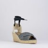 Donna Barca | Espadrillas Tacco 6 Cm In Tessuto Nero