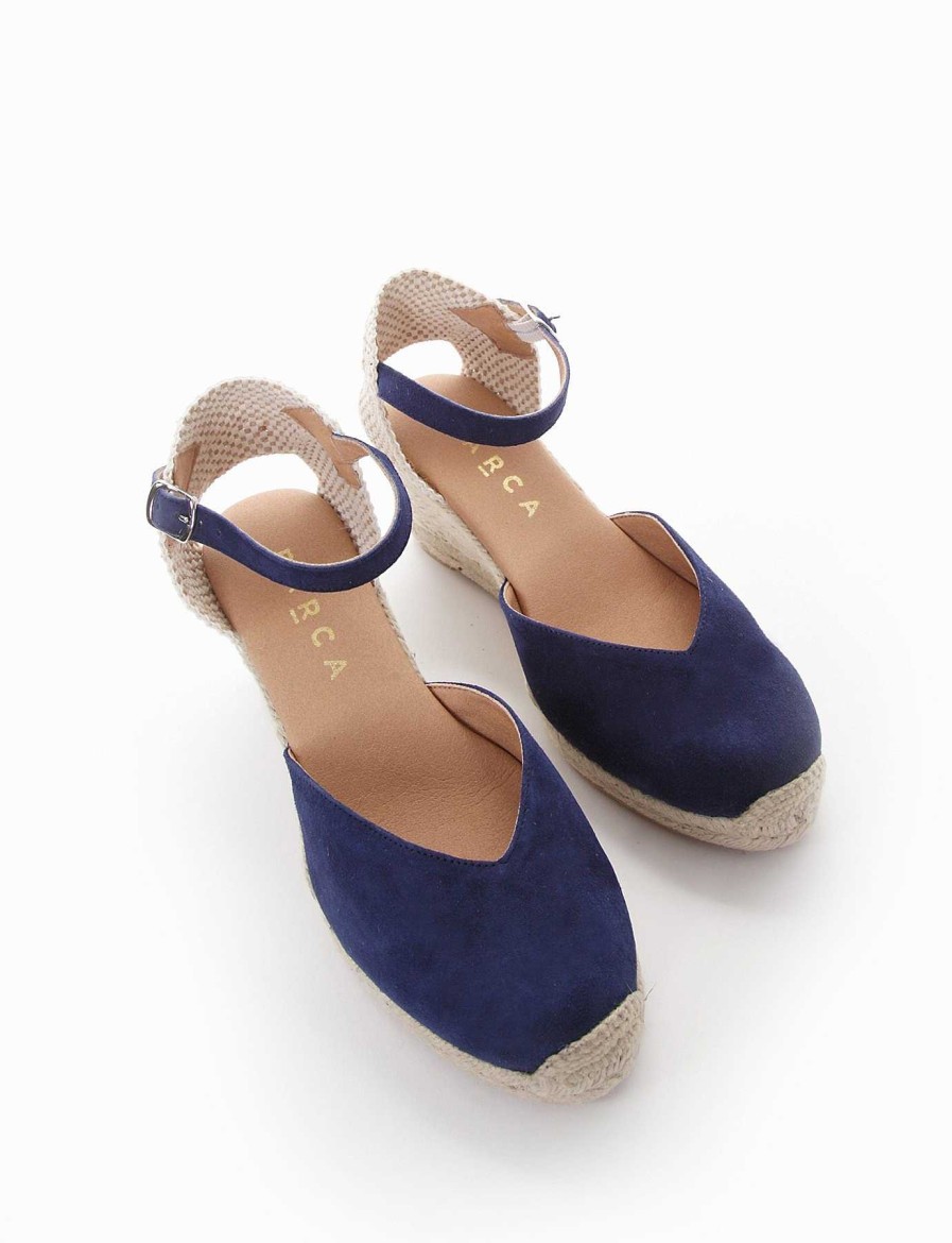 Donna Barca | Espadrillas Tacco 6 Cm Camoscio Blu