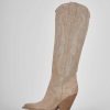 Donna Barca | Stivali Tacco Alto Tacco 6 Cm In Camoscio Beige