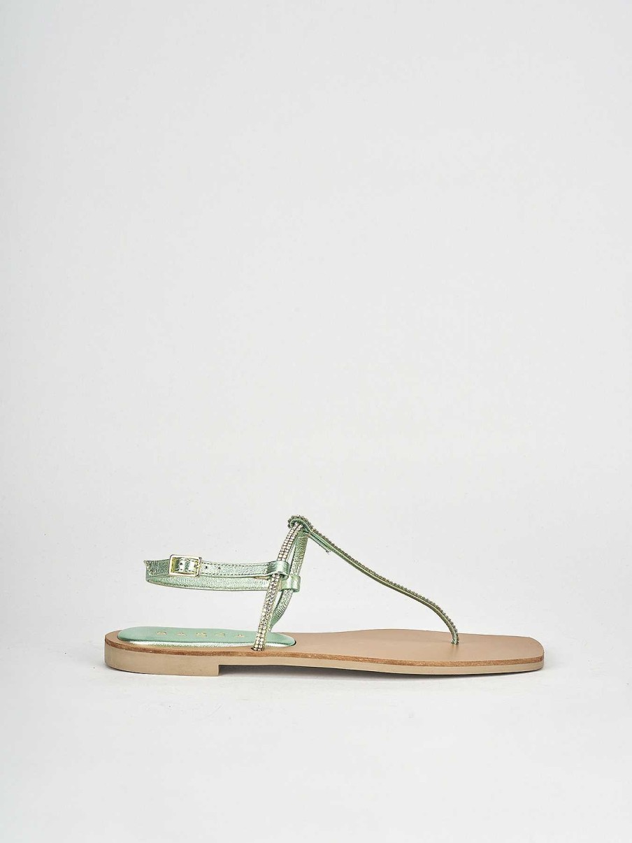 Donna Barca | Sandali Tacco Basso Tacco 1 Cm In Pelle Verde