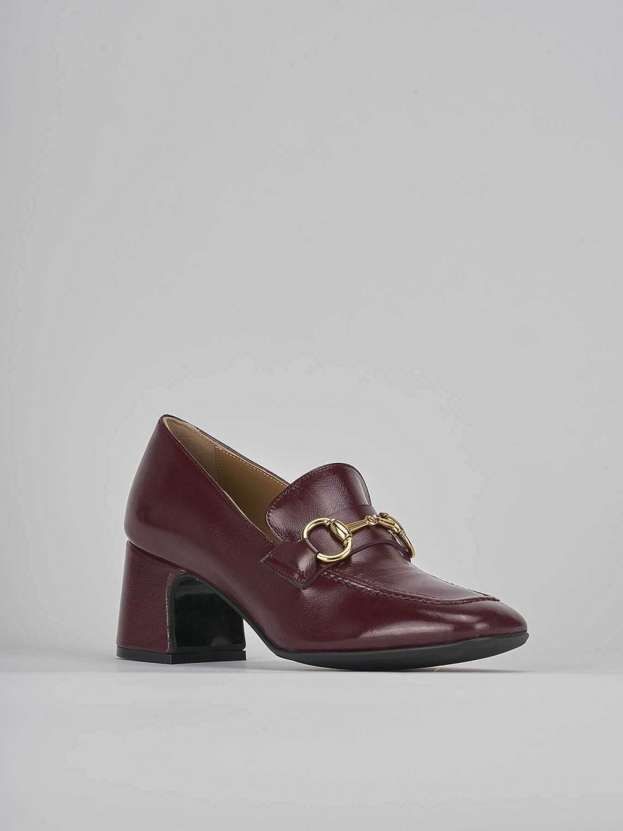 Donna Barca | Mocassino Tacco 5 Cm In Vernice Bordeaux