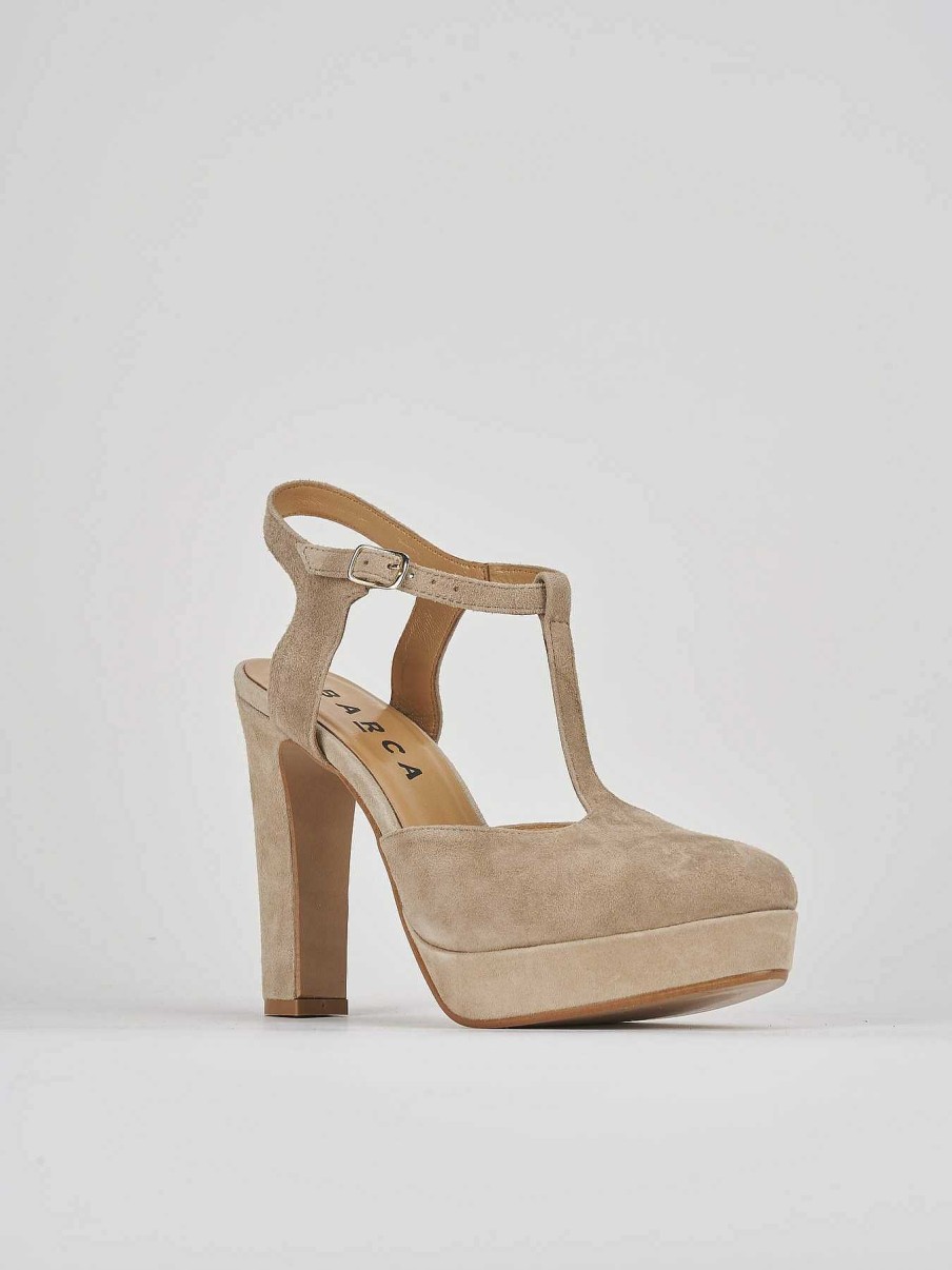 Donna Barca | Decollete Tacco 11 Cm In Camoscio Beige