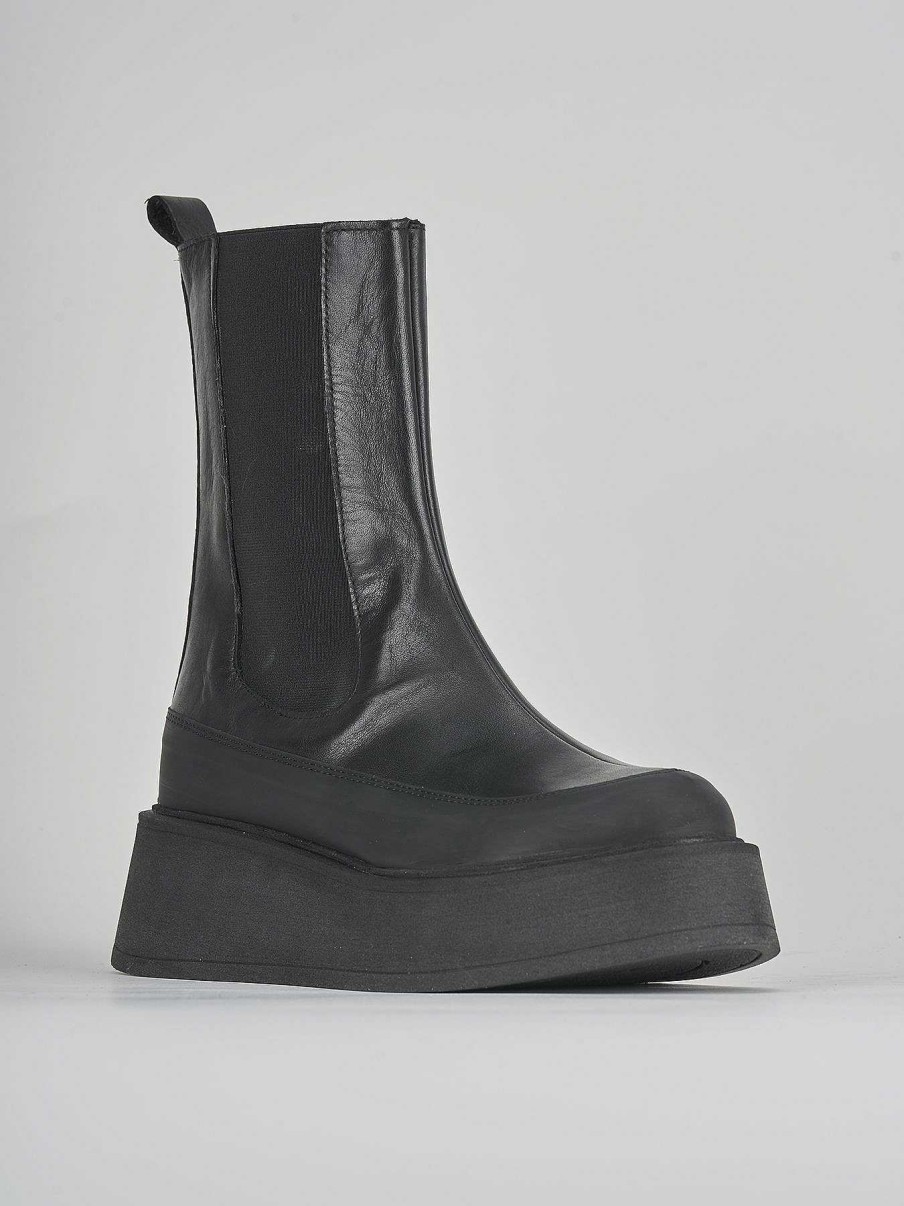 Donna Barca | Stivaletti Tacco Basso Tacco 1 Cm In Pelle Nera