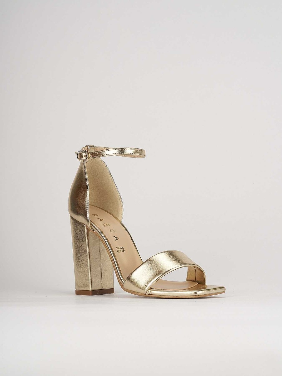 Donna Barca | Sandali Tacco Alto Tacco 8 Cm In Pelle Oro