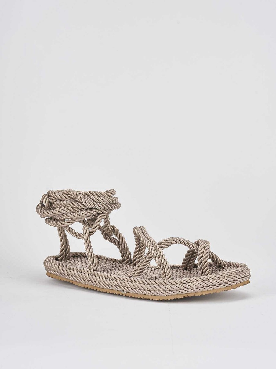 Donna Barca | Sandali Tacco 1Cm Tessuto Beige