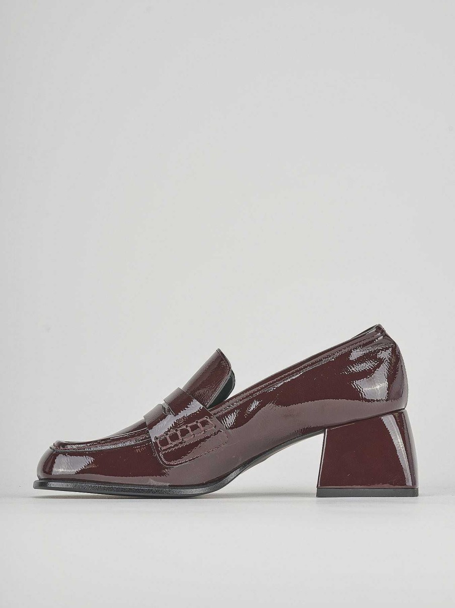 Donna Barca | Mocassino Tacco 4 Cm In Pelle Bordeaux