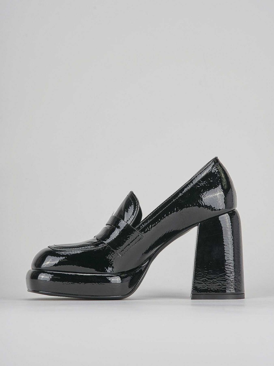 Donna Barca | Mocassino Tacco 9 Cm In Vernice Nera