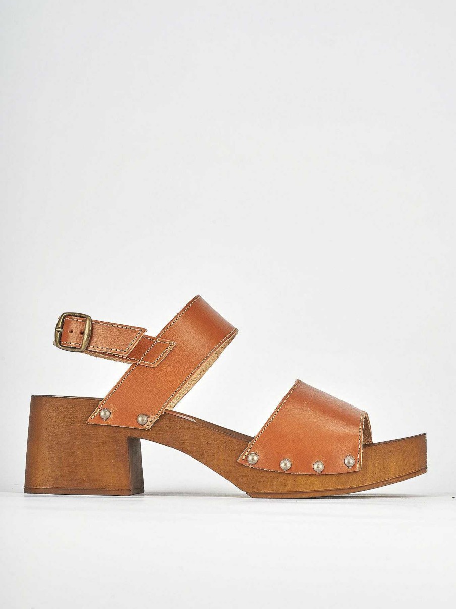 Donna Barca | Sandali Tacco Alto Tacco 5 Cm In Pelle Marrone