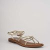 Donna Barca | Sandali Tacco Basso Tacco 1 Cm In Pelle Oro