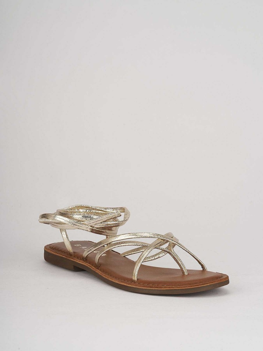 Donna Barca | Sandali Tacco Basso Tacco 1 Cm In Pelle Oro