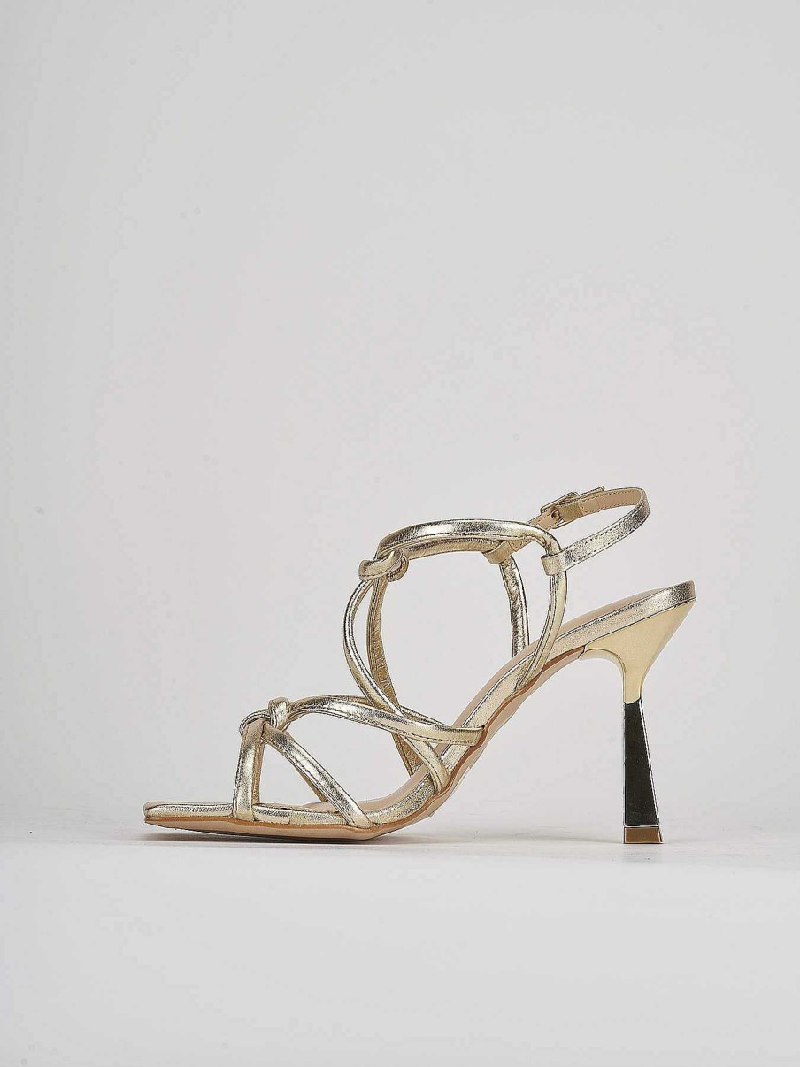 Donna Barca | Sandali Tacco Alto Tacco 9 Cm In Pelle Oro