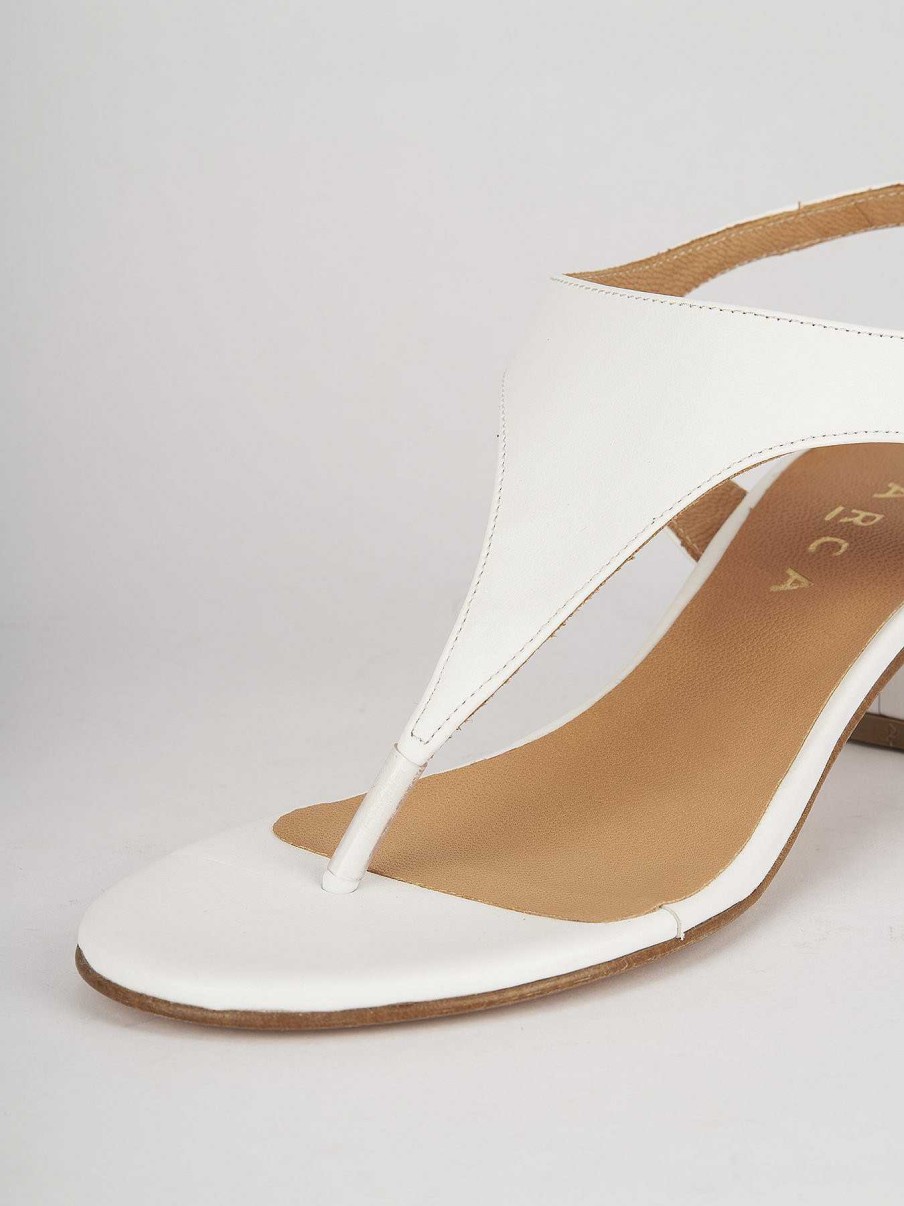 Donna Barca | Sandali Tacco Alto Tacco 5 Cm In Pelle Bianca