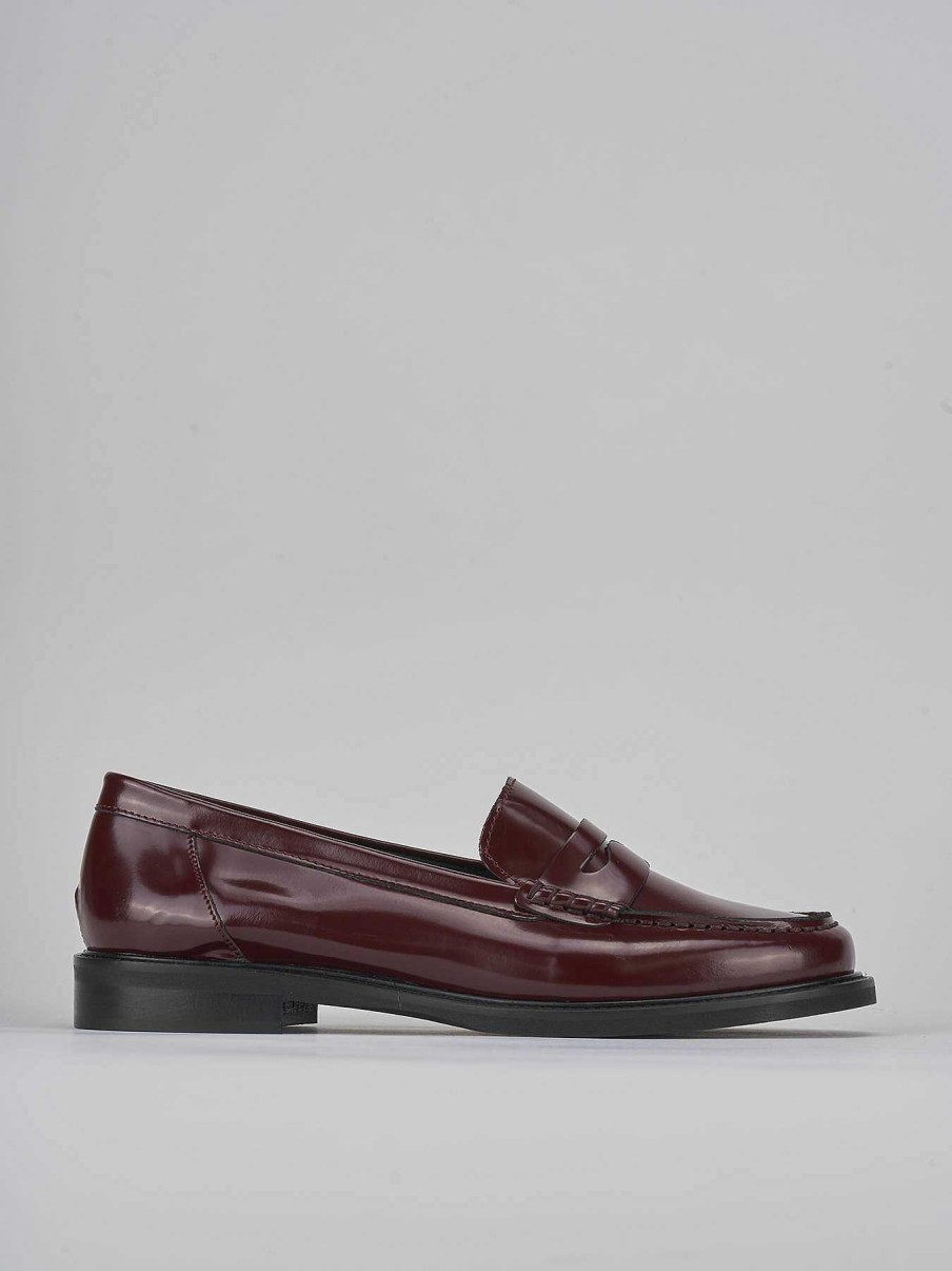 Donna Barca | Mocassino Tacco 2 Cm In Pelle Bordeaux