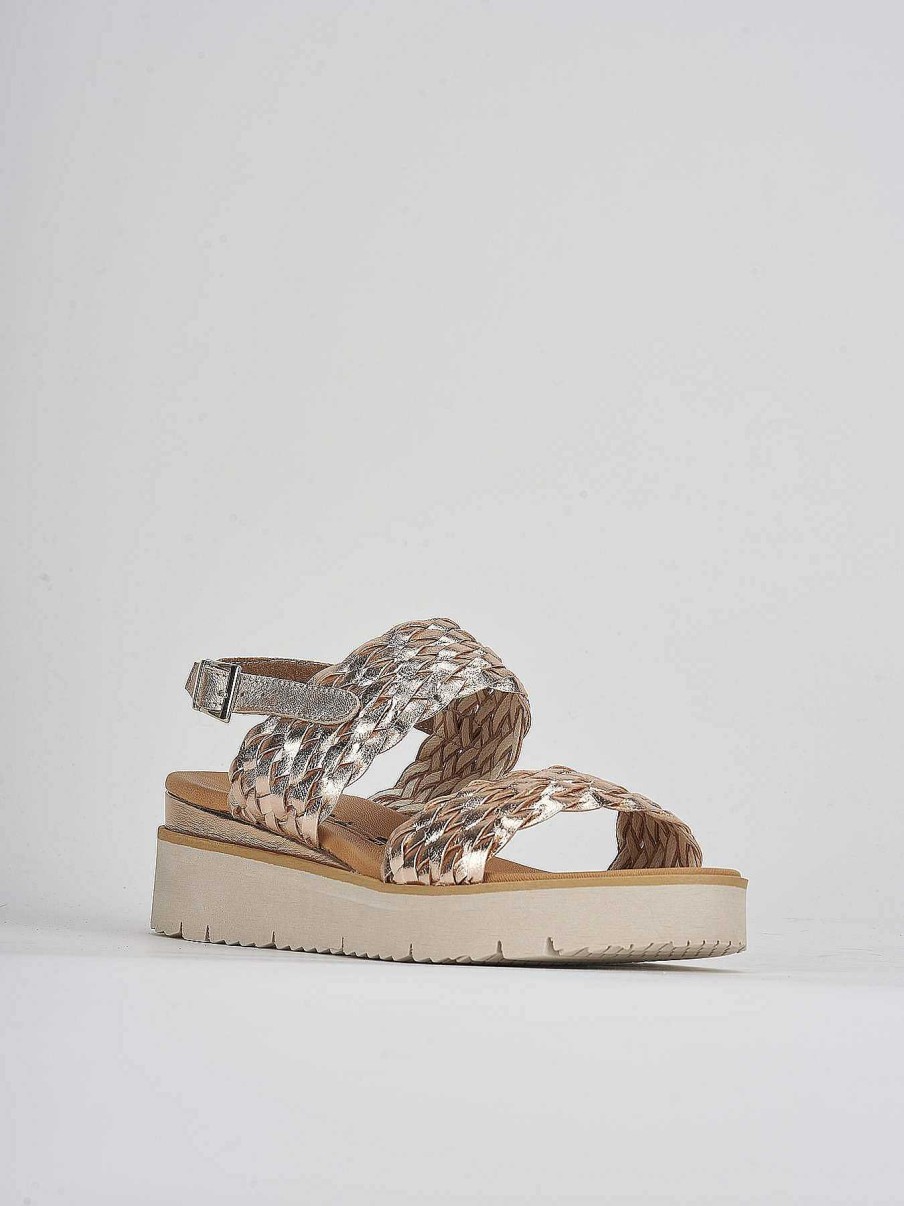 Donna Barca | Zeppa Tacco 3 Cm In Pelle Bronzo