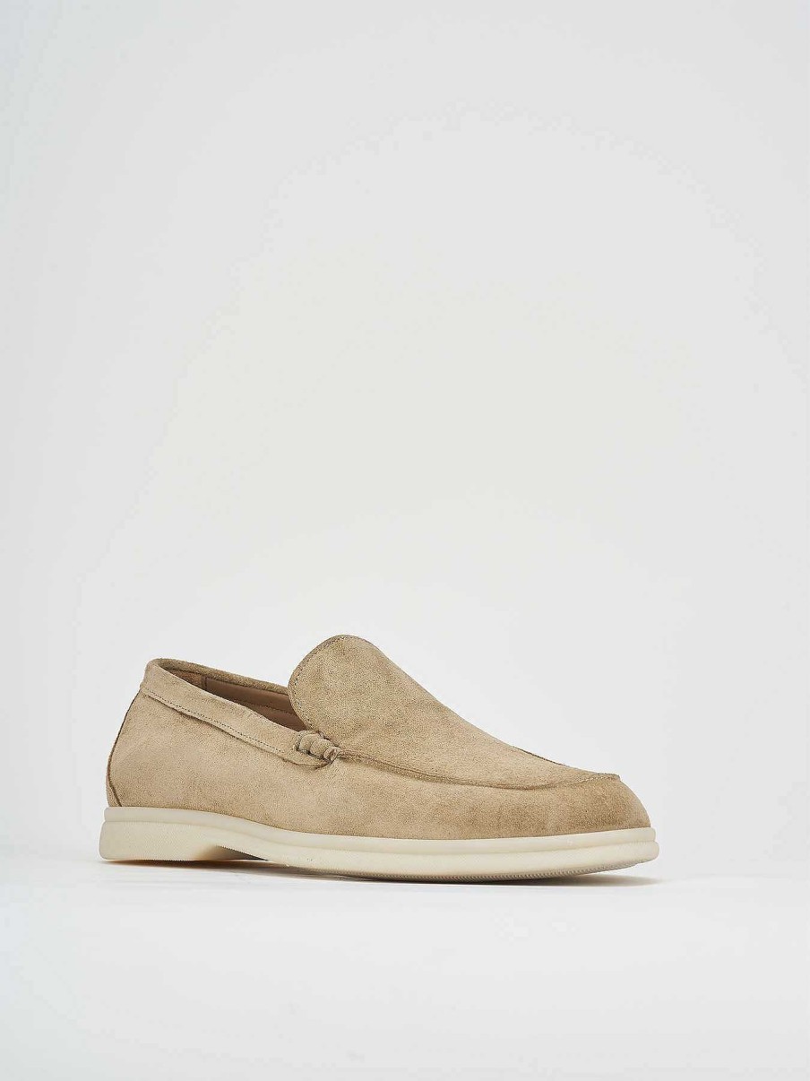 Uomo Barca | Mocassino Tacco 1 Cm In Camoscio Beige