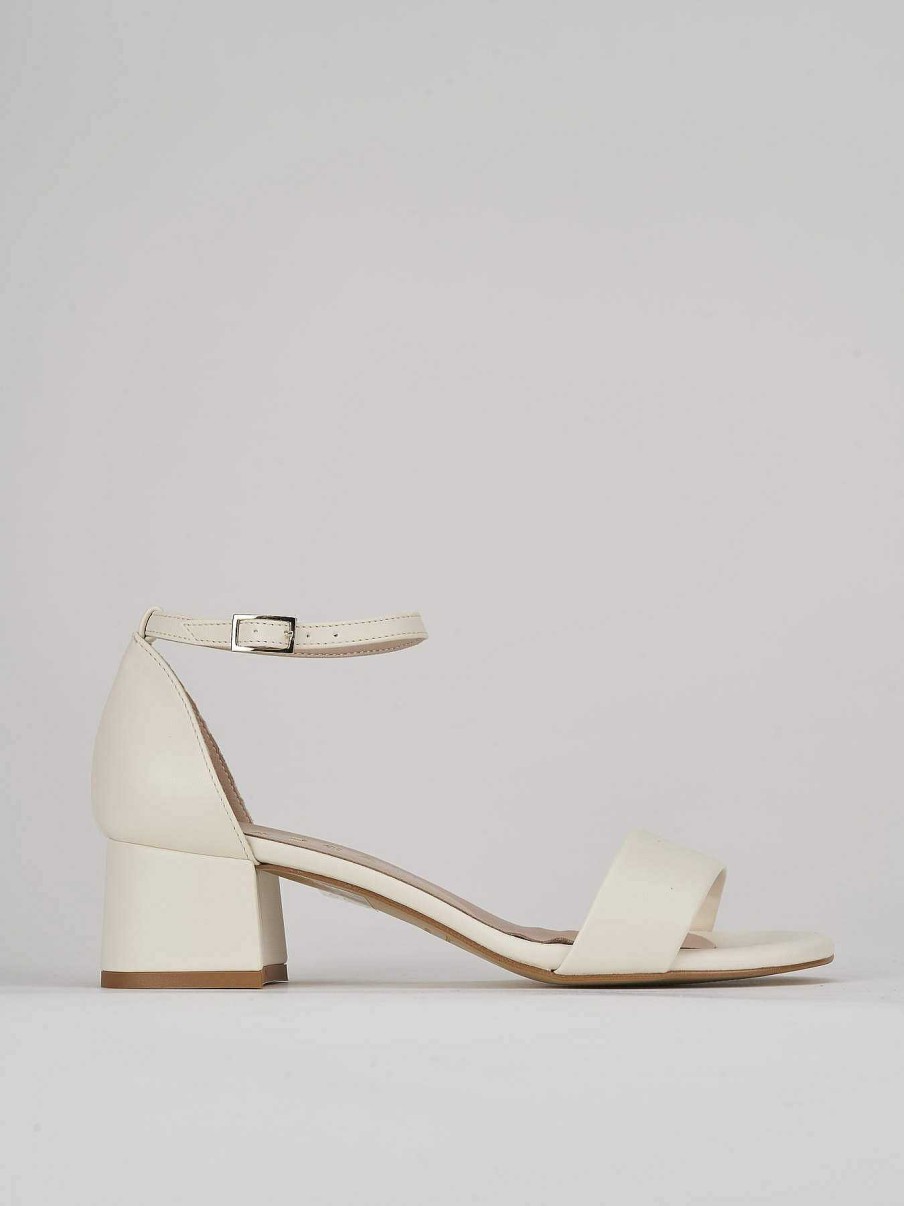 Donna Barca | Sandali Tacco Alto Tacco 5 Cm In Pelle Bianca