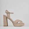 Donna Barca | Sandali Tacco Alto Tacco 10 Cm In Camoscio Beige