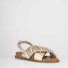 Donna Barca | Sandali Tacco Basso Tacco 1 Cm In Pelle Oro