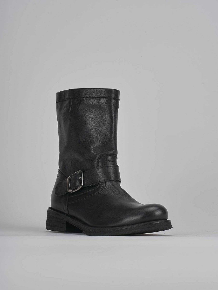 Donna Barca | Stivaletti Tacco Basso Tacco 2 Cm In Pelle Nera