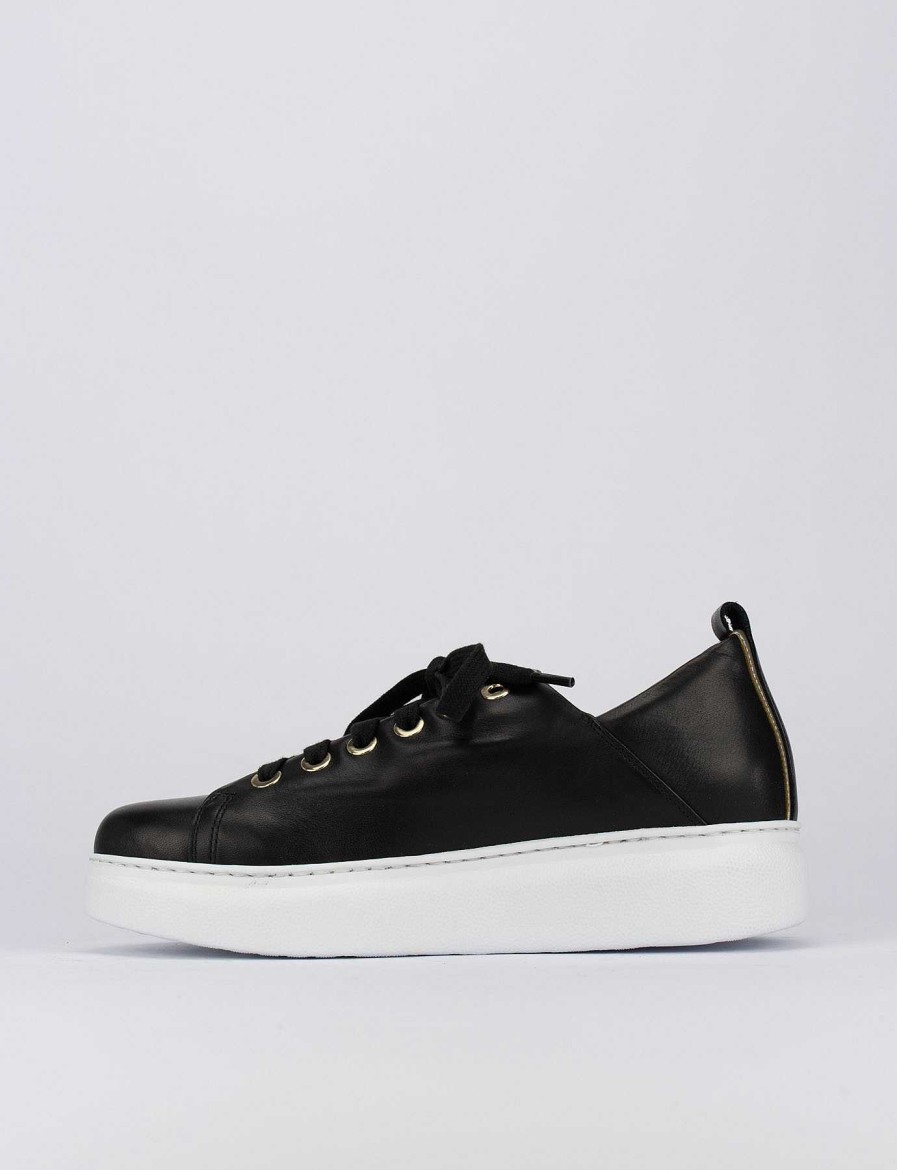 Donna Barca | Sneakers Tacco 1 Cm In Pelle Nera