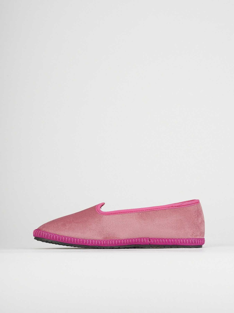 Donna Barca | Scarpe Basse Tacco 1 Cm In Tessuto Rosa