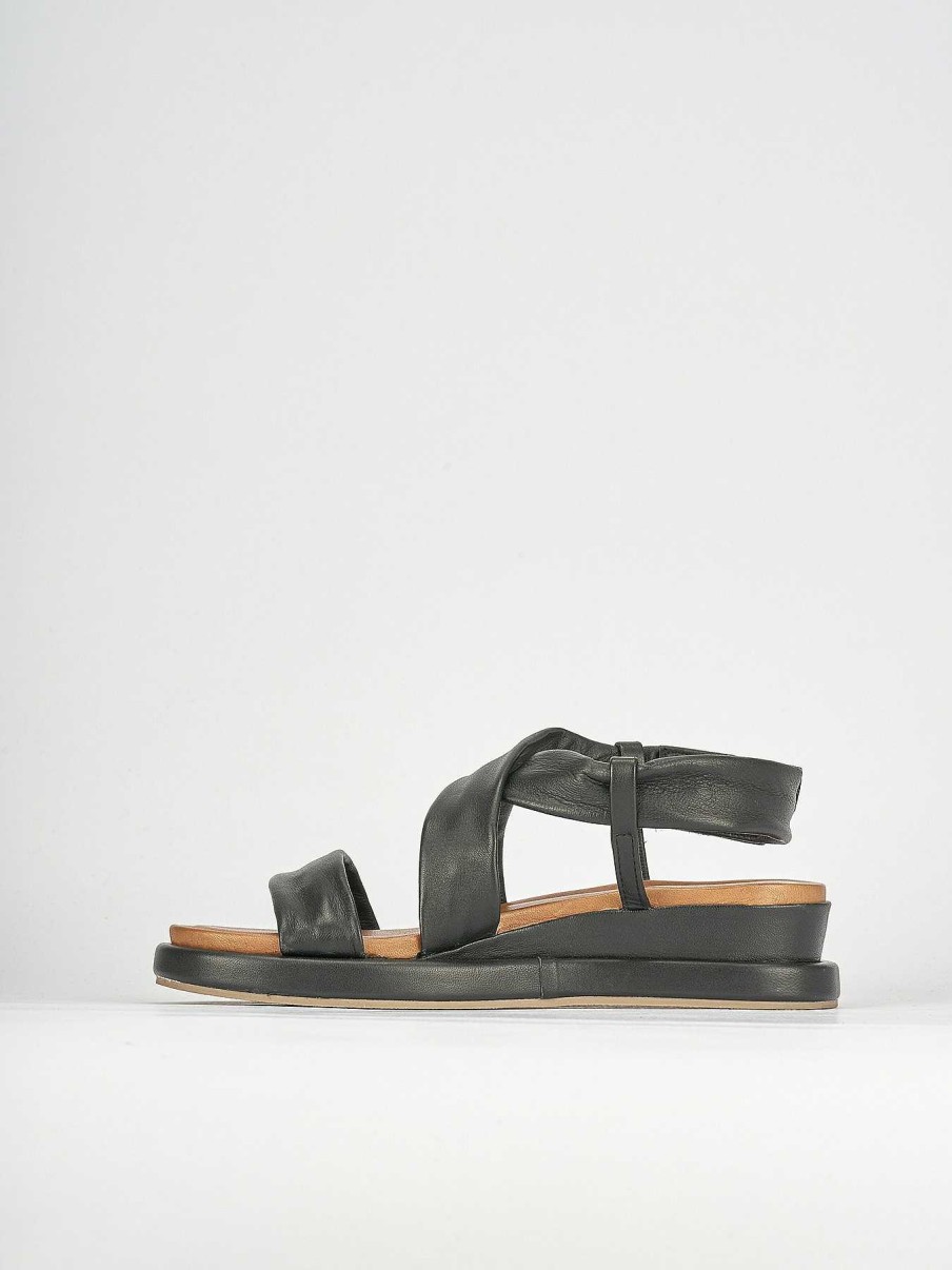 Donna Barca | Zeppa Tacco 3 Cm In Pelle Nera