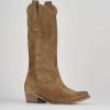 Donna Barca | Stivali Tacco Basso Tacco 3 Cm In Camoscio Beige