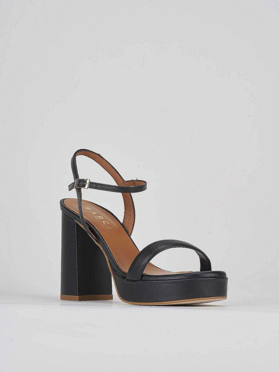 Donna Barca | Sandali Tacco Alto Tacco 9 Cm In Pelle Nera