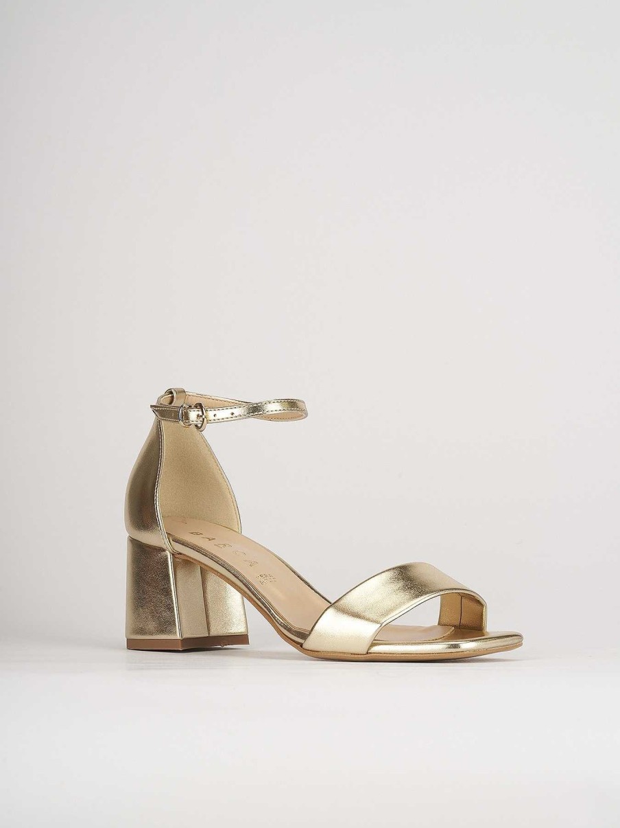 Donna Barca | Sandali Tacco Alto Tacco 6 Cm In Pelle Oro