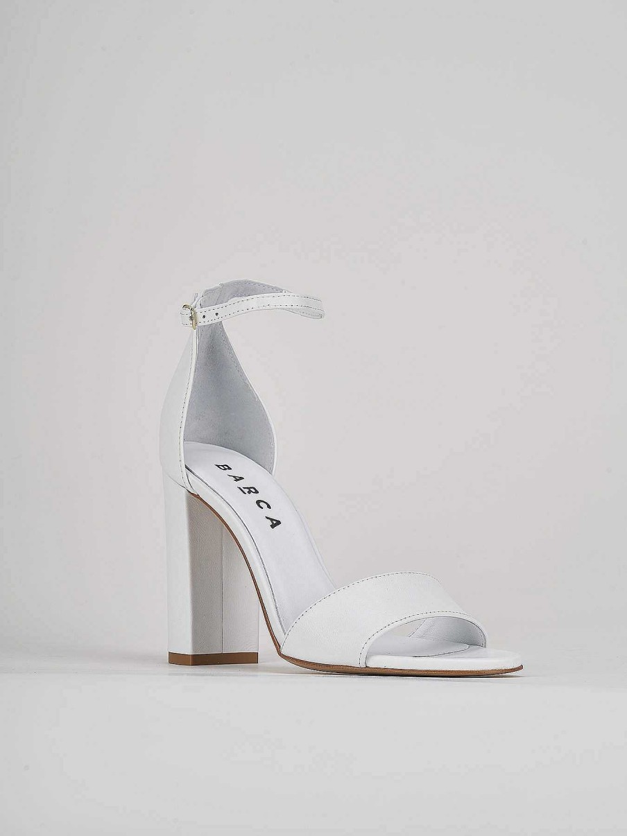 Donna Barca | Sandali Tacco Alto Tacco 8 Cm In Pelle Bianca