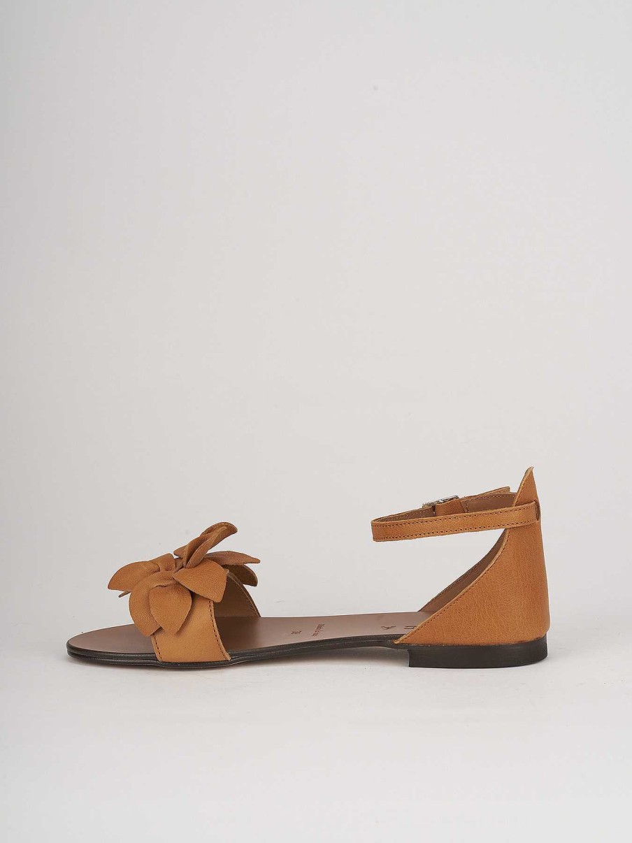 Donna Barca | Sandali Tacco Basso Tacco 1 Cm In Pelle Marrone