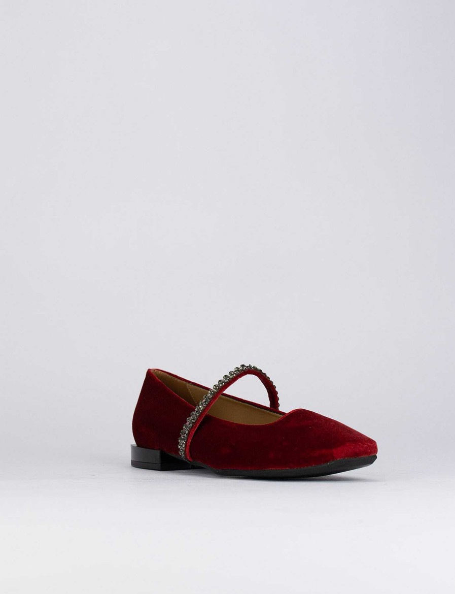 Donna Barca | Scarpe Basse Tacco 1 Cm In Velluto Rosso