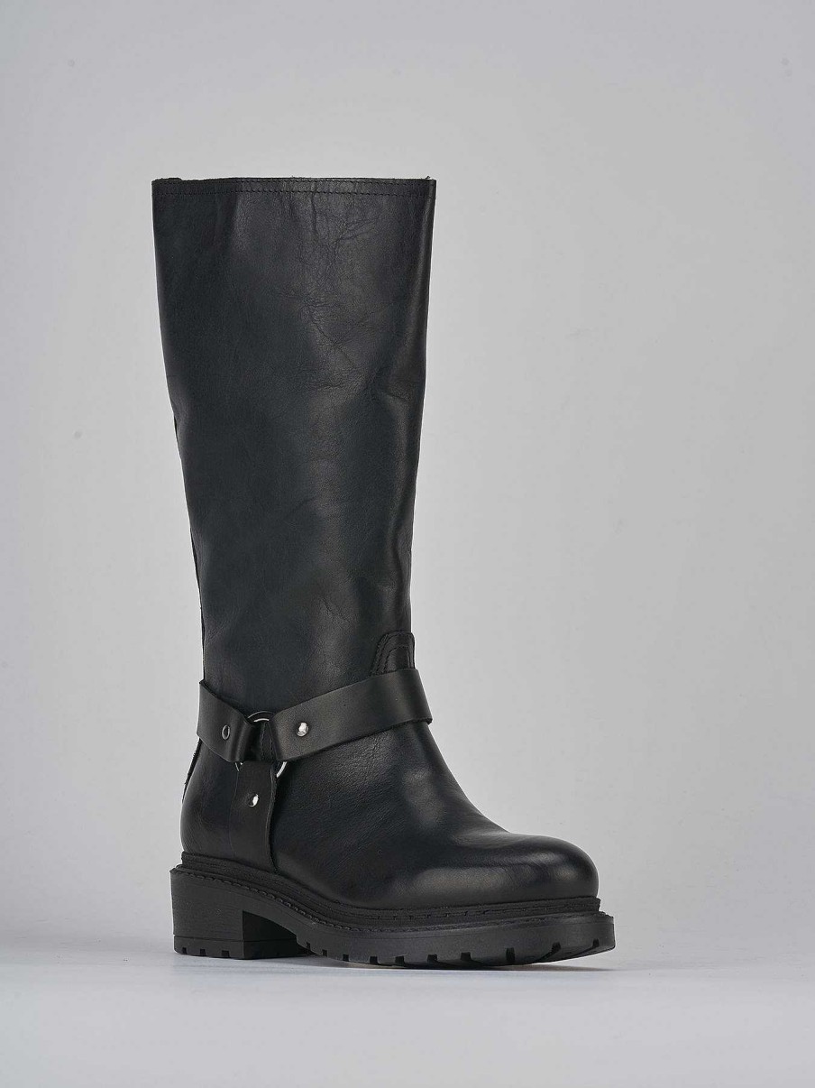 Donna Barca | Stivali Tacco 2Cm Pelle Nero