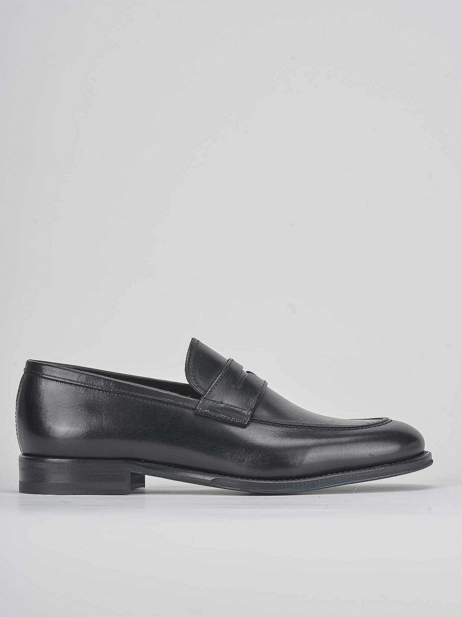 Uomo Barca | Mocassini Tacco 1 Cm In Pelle Nera