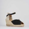 Donna Barca | Espadrillas Tacco 7 Cm In Camoscio Nero