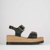 Donna Barca | Zeppa Tacco 4 Cm In Pelle Nera