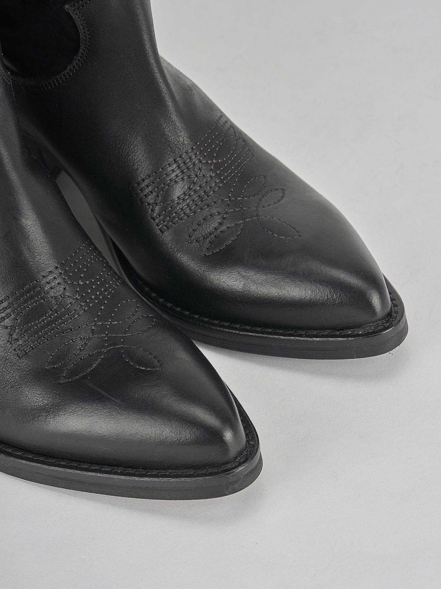 Donna Barca | Stivali Tacco Basso Tacco 3 Cm In Pelle Nera