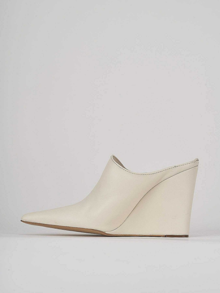 Donna Barca | Sabot Tacco 9 Cm In Pelle Bianca