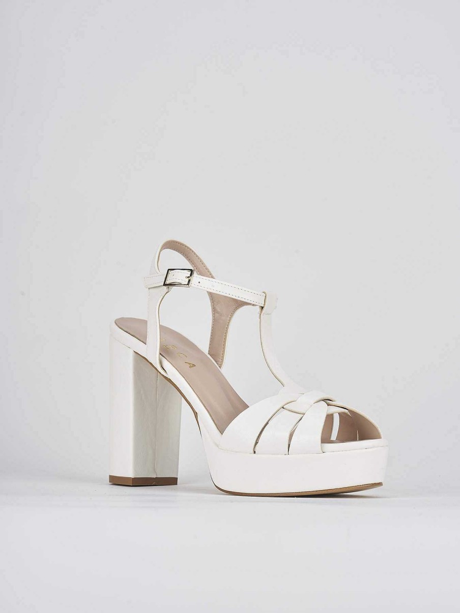 Donna Barca | Sandali Tacco Alto Tacco 9 Cm In Pelle Bianca