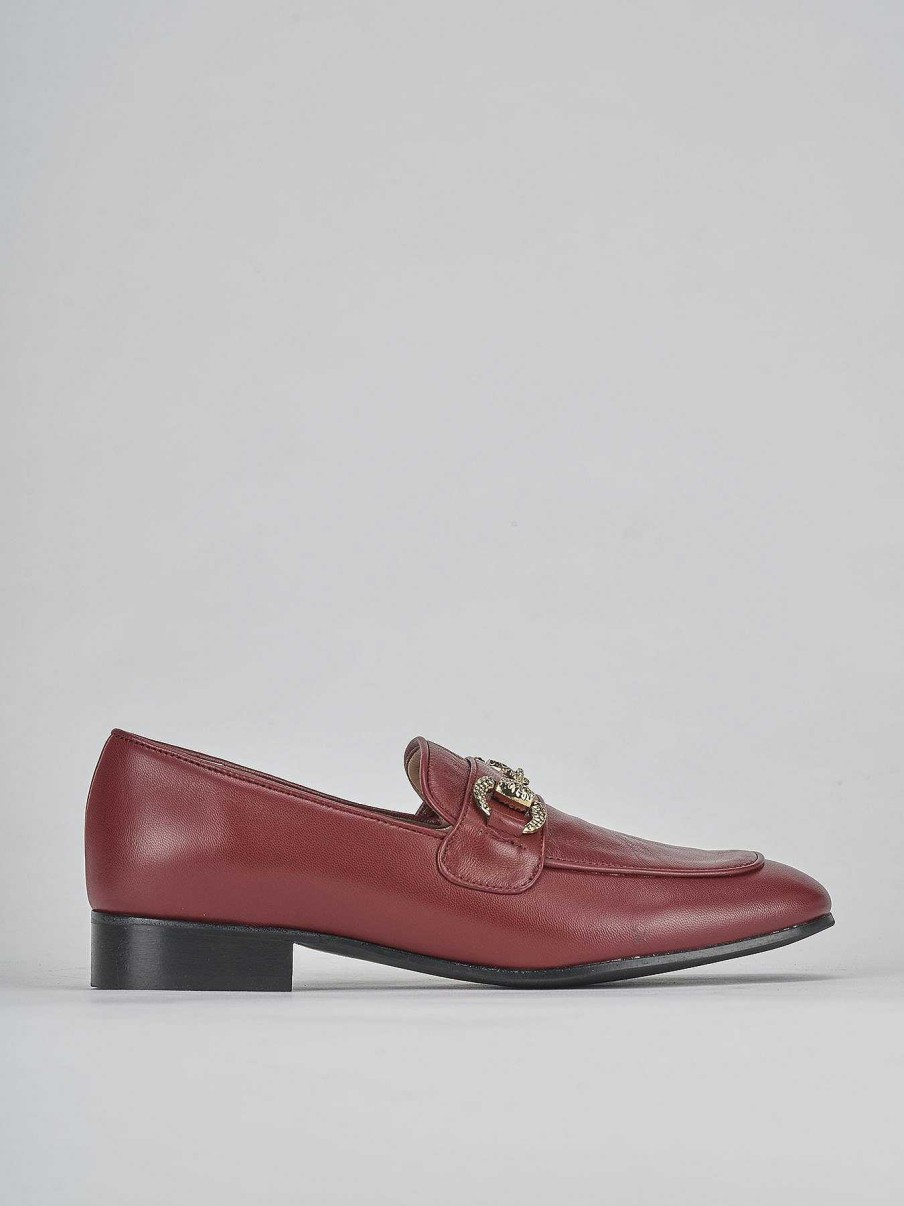 Donna Barca | Mocassino Tacco 1 Cm In Pelle Bordeaux