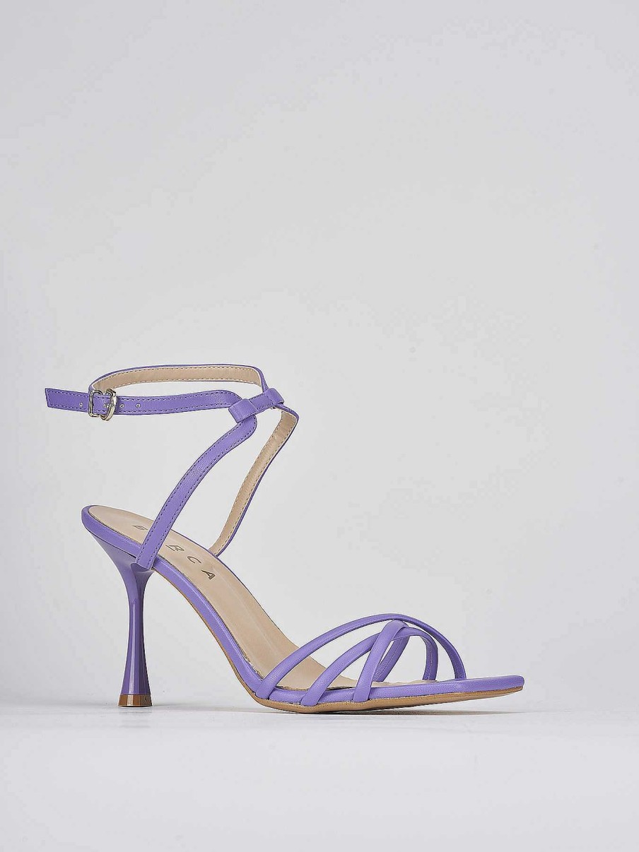 Donna Barca | Sandali Tacco Alto Tacco 9 Cm In Pelle Viola